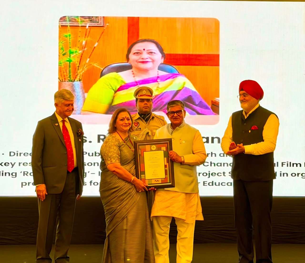 Governor's Award in recognition of her outstanding social service through the Chandigarh Citizens Foundation